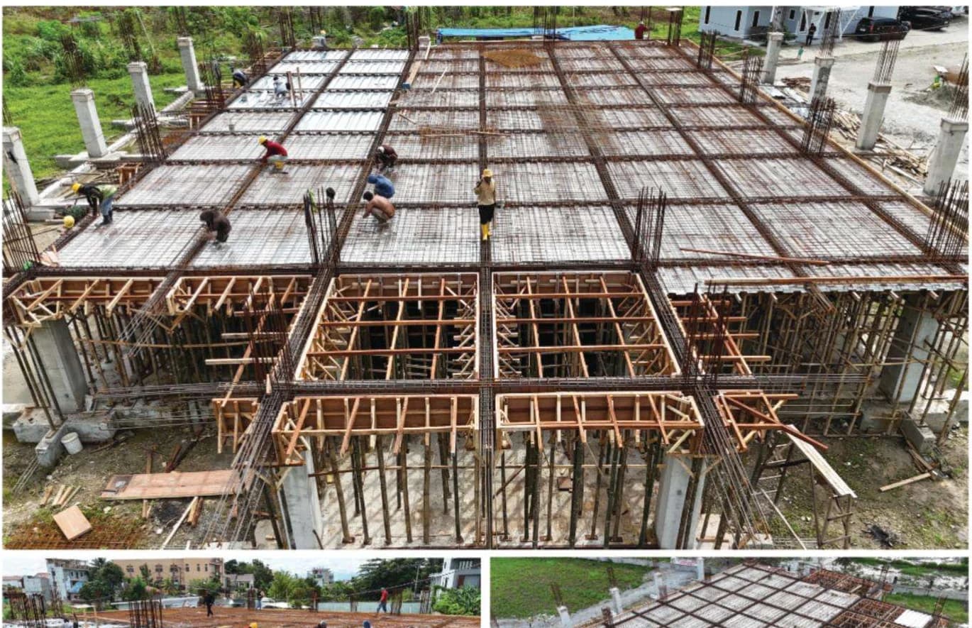 Dokumentasi pekerjaan struktur lantai dan rangka besi masjid